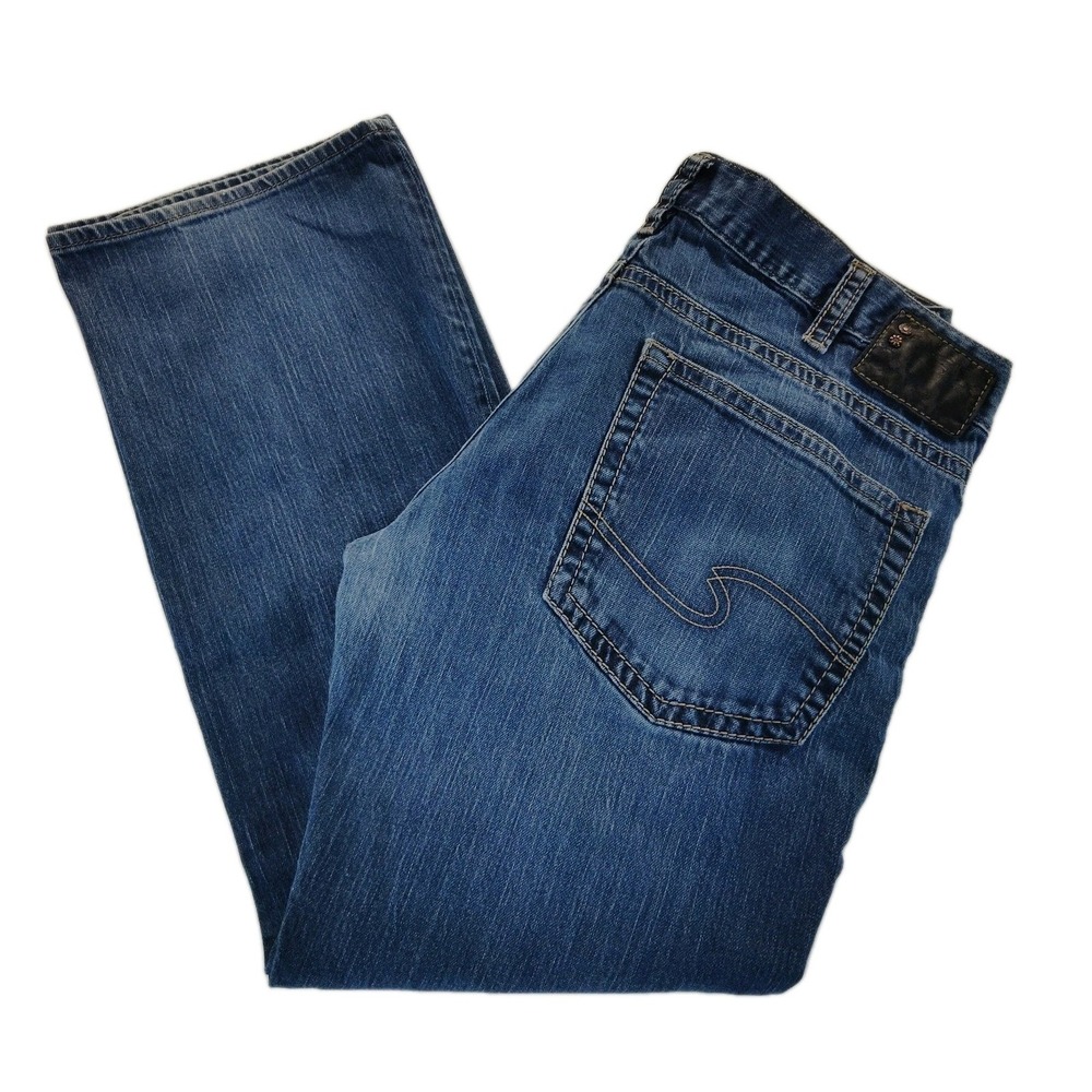 Silver Jeans Nash Straight Jeans Mens 40x32 (40×31) Medium Wash Blue Denim